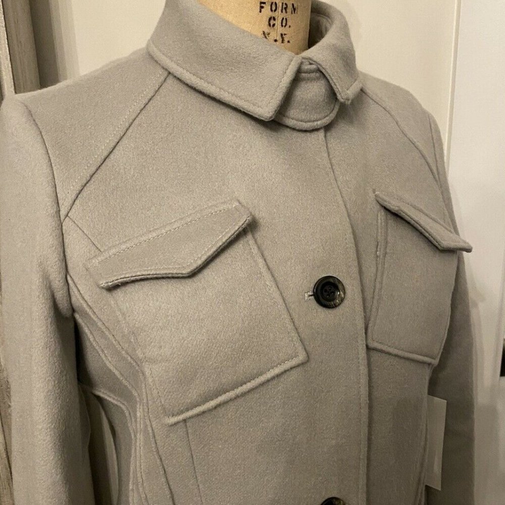 SALE-Off the RUNWAY- THAKOON -Very RARE, Chic, Flattering Coat, Sz 8, GREY Wool - Picture 8 of 12